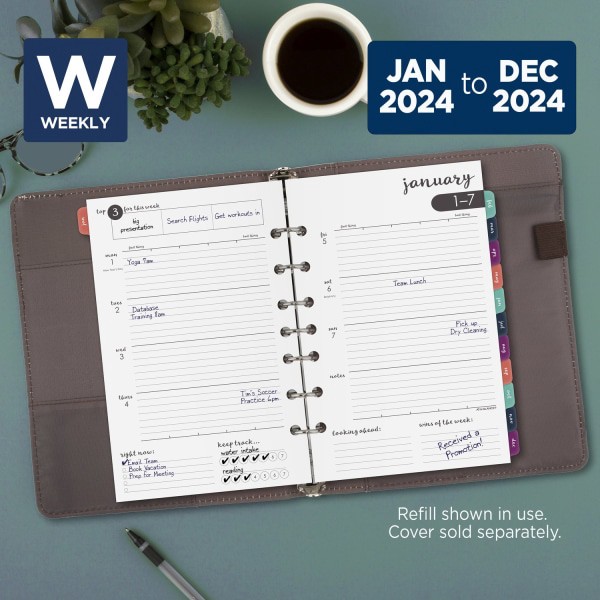  2024 Weekly & Monthly Planner Refill, 5-1/2 x 8-1/4