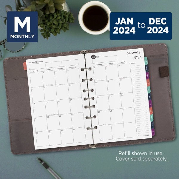 slide 3 of 8, At-A-Glance Harmony Weekly/Monthly Loose-Leaf Planner Refill, 5-1/2" X 8-1/2", January To December 2024, 6099-4111, 1 ct