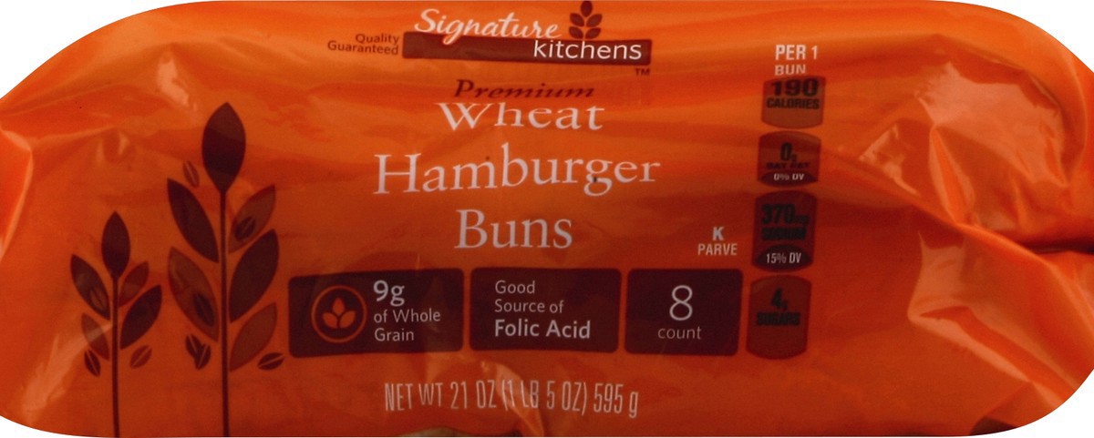 slide 5 of 5, Signature Kitchens Hamburger Buns Wheat, 21 oz