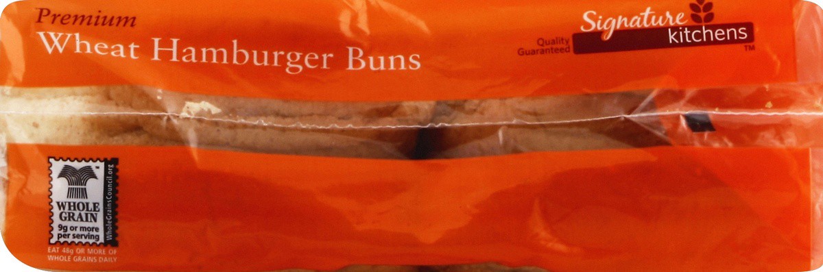 slide 2 of 5, Signature Kitchens Hamburger Buns Wheat, 21 oz