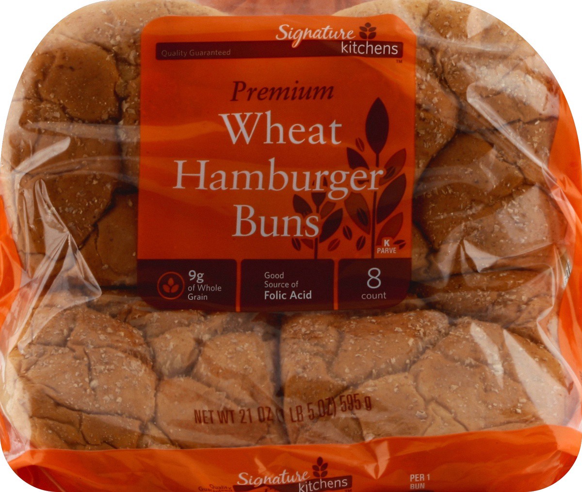 slide 3 of 5, Signature Kitchens Hamburger Buns Wheat, 21 oz