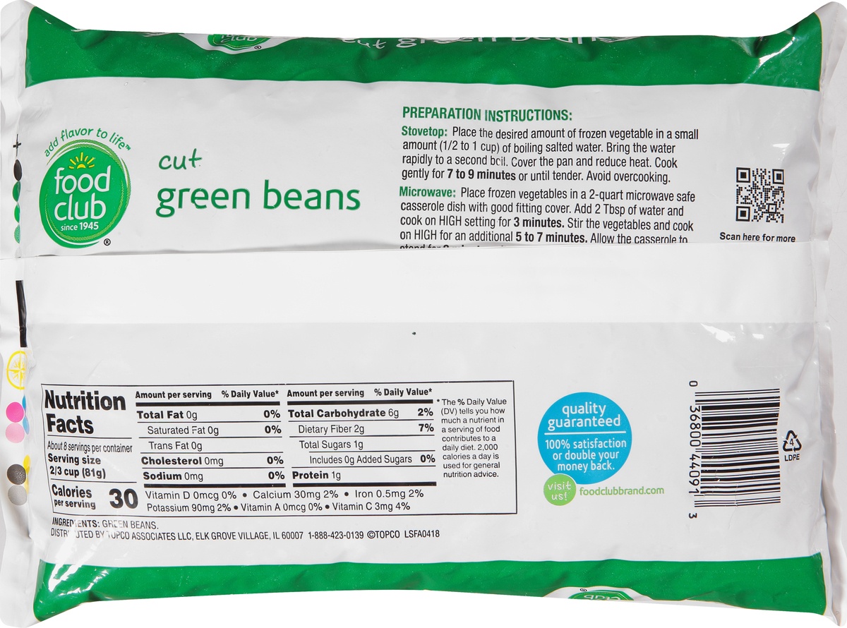 slide 10 of 10, Food Club Cut Green Beans, 24 oz