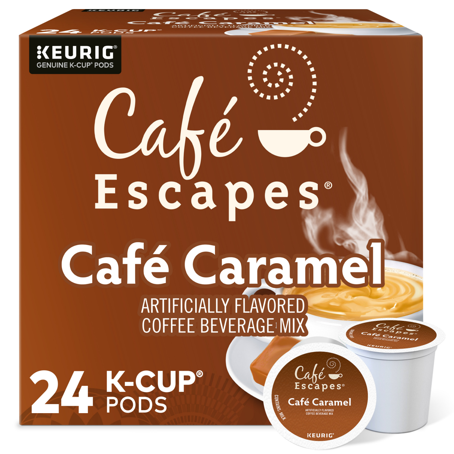 slide 1 of 8, Café Escapes Café Caramel, Keurig Single-Serve K-Cup Pods, 24 Count, 24 ct