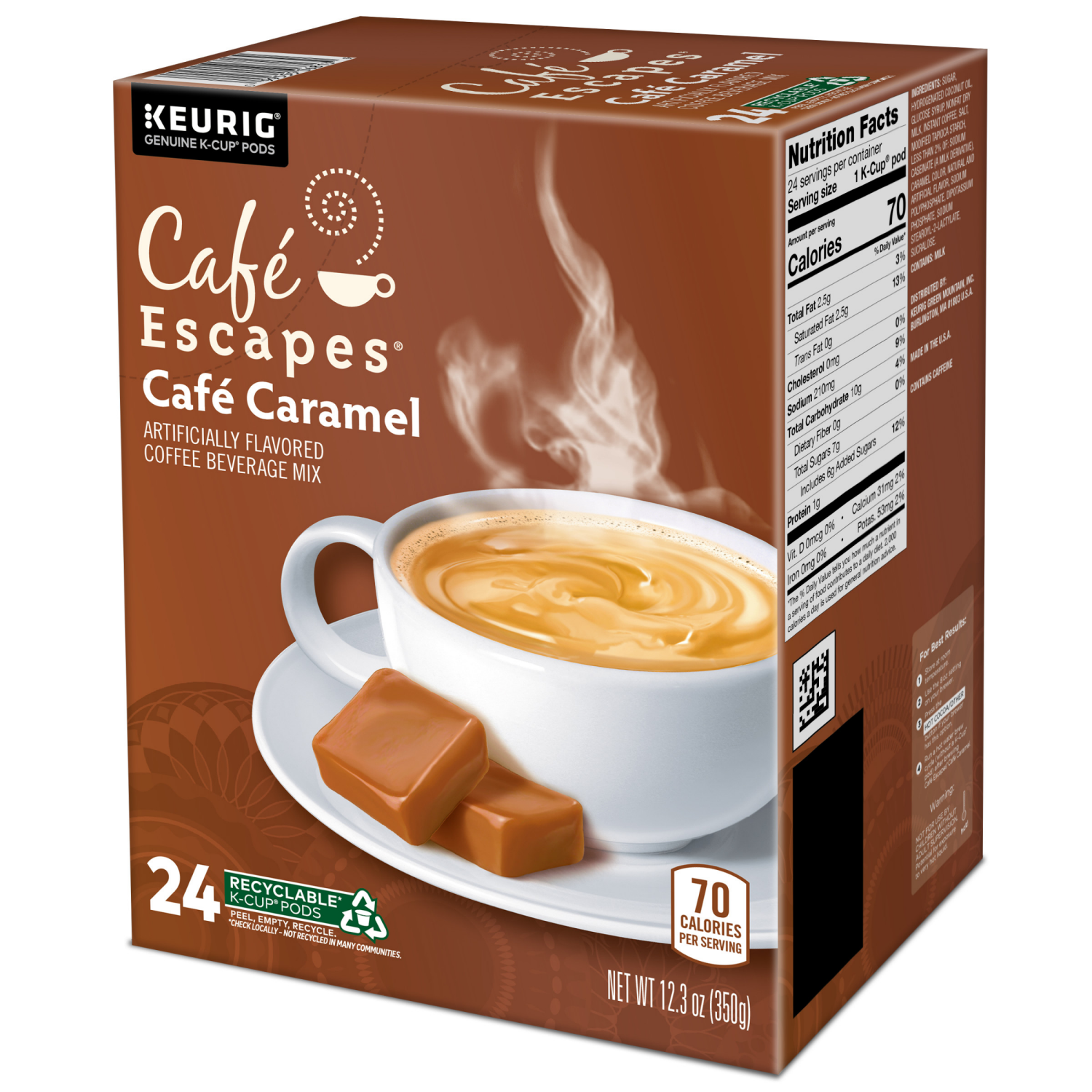slide 5 of 8, Café Escapes Café Caramel, Keurig Single-Serve K-Cup Pods, 24 Count, 24 ct