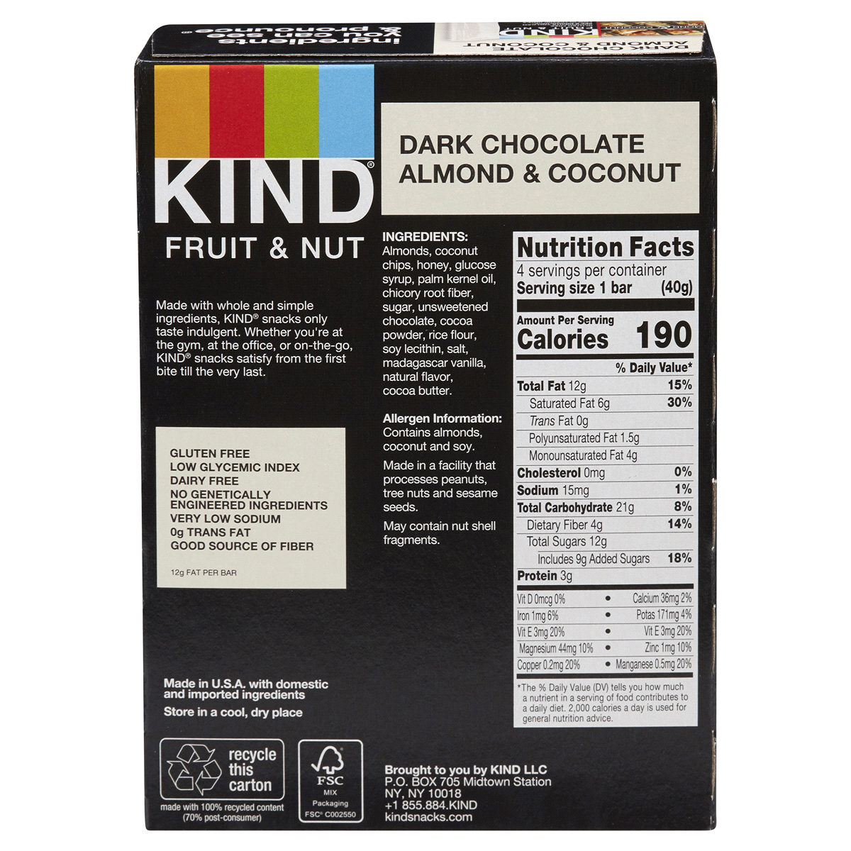 slide 2 of 2, KIND Dark Chocolate Almond And Coconut Bar, 4 ct; 1.4 oz