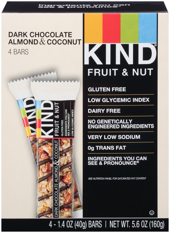 slide 1 of 2, KIND Dark Chocolate Almond And Coconut Bar, 4 ct; 1.4 oz