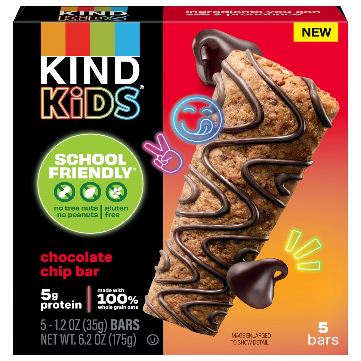 slide 14 of 14, KIND Kids Chocolate Chip Bar, Tree Nut Free, Peanut Free, 6.2 oz Box (5 Bars), 5 ct