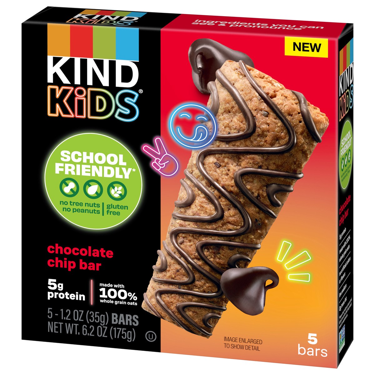 slide 8 of 14, KIND Kids Chocolate Chip Bar, Tree Nut Free, Peanut Free, 6.2 oz Box (5 Bars), 5 ct