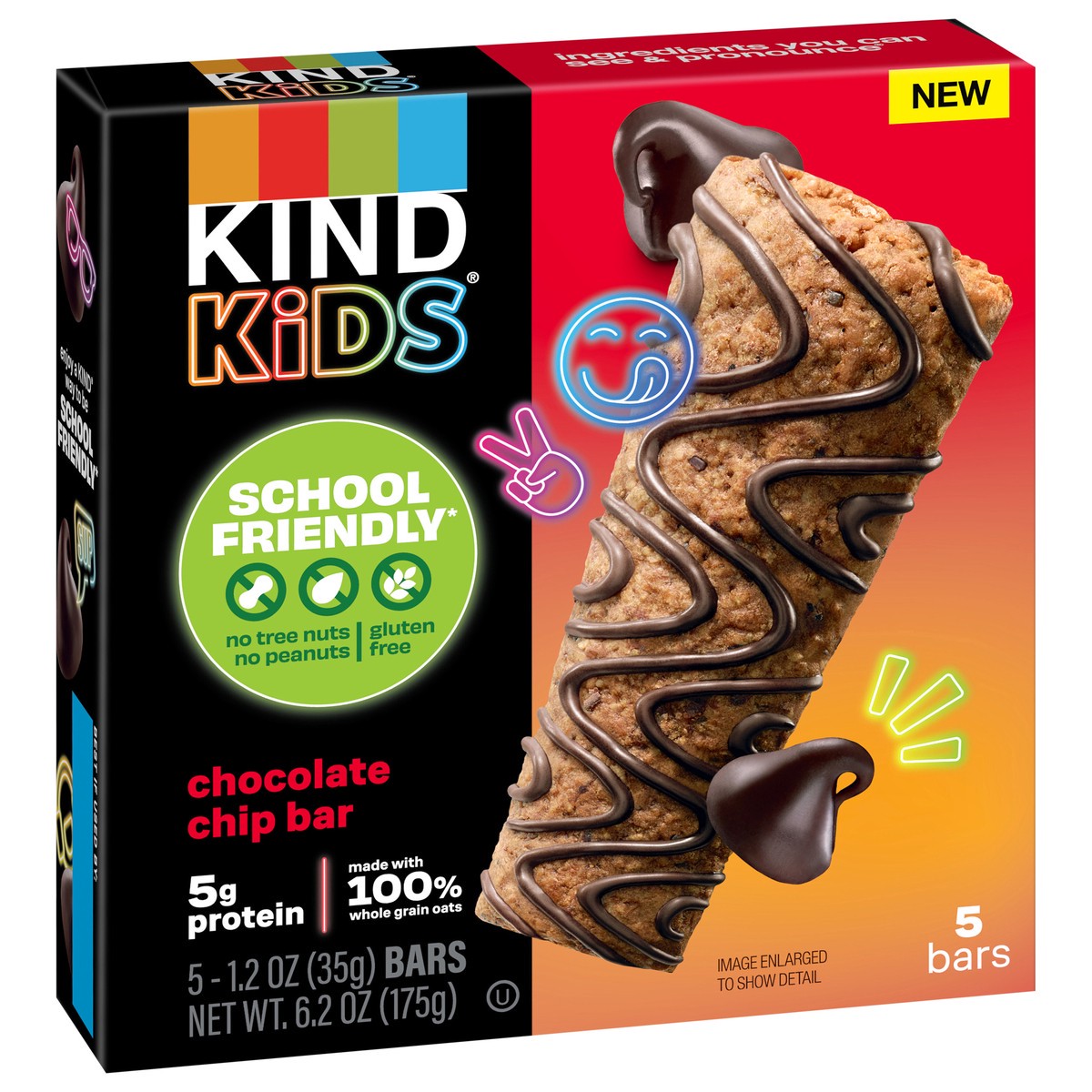 slide 11 of 14, KIND Kids Chocolate Chip Bar, Tree Nut Free, Peanut Free, 6.2 oz Box (5 Bars), 5 ct