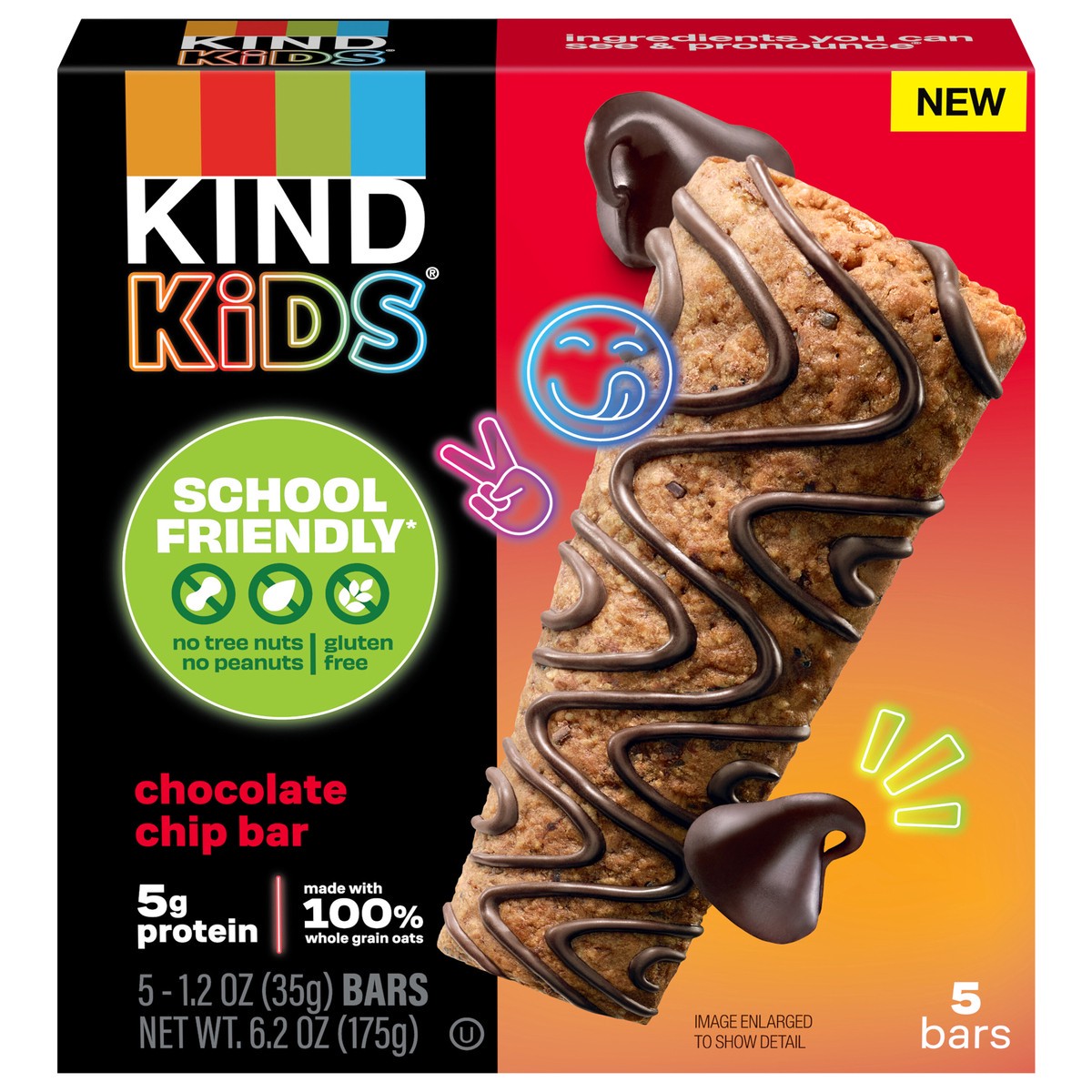 slide 1 of 14, KIND Kids Chocolate Chip Bar, Tree Nut Free, Peanut Free, 6.2 oz Box (5 Bars), 5 ct