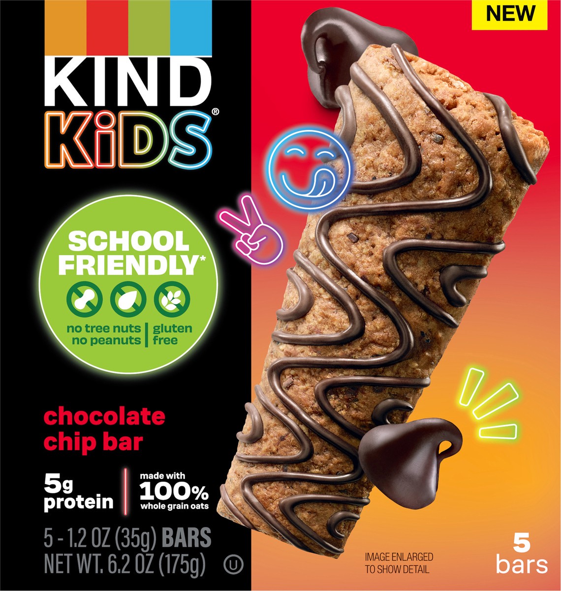 slide 3 of 14, KIND Kids Chocolate Chip Bar, Tree Nut Free, Peanut Free, 6.2 oz Box (5 Bars), 5 ct