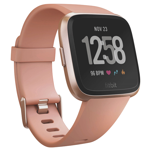 slide 1 of 1, Fitbit Versa Smartwatch with Small & Large Bands - Peach/Rose Gold Aluminum, 1 ct