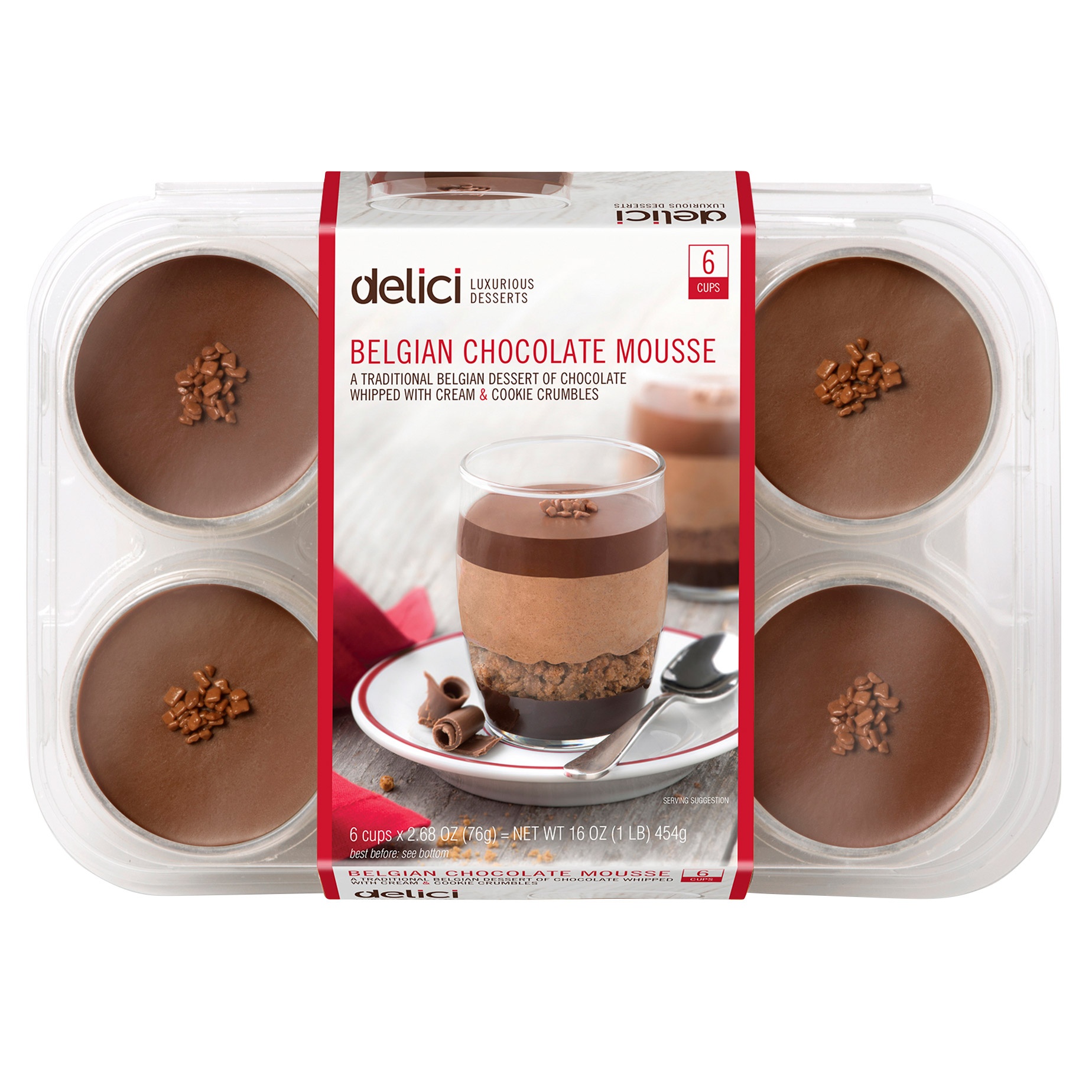 slide 1 of 2, Delici Desserts Chocolate Mousse, 6 cups, 