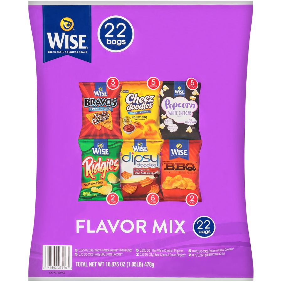 slide 1 of 6, Wise Flavor Mix Variety Pack, 22 ct