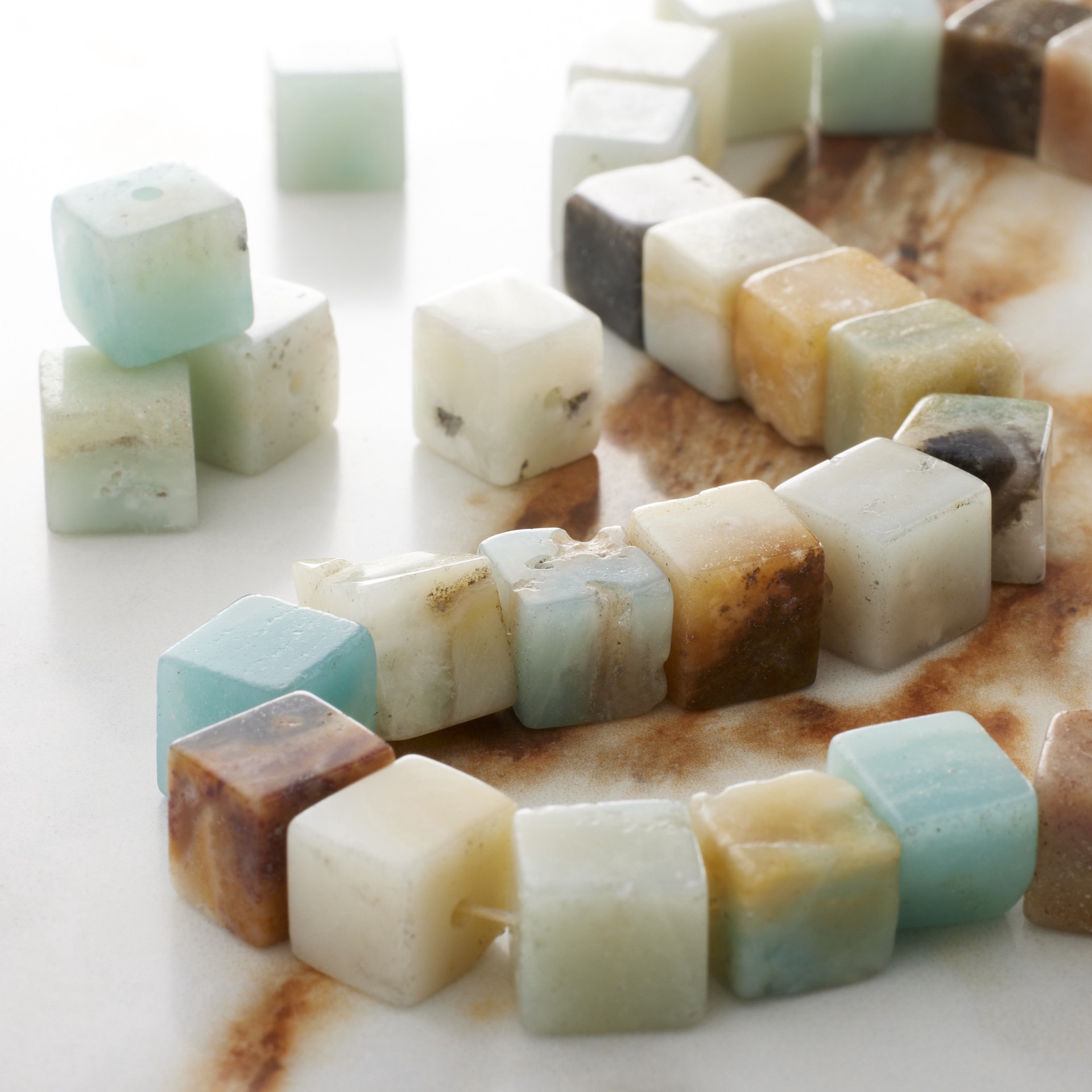slide 3 of 3, Multicolor Amazonite Cube Beads By Bead Landing, 8 mm