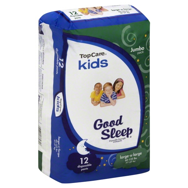 slide 1 of 1, TopCare Kids Goodsleep Underpants Large-Extra Large, 12 ct