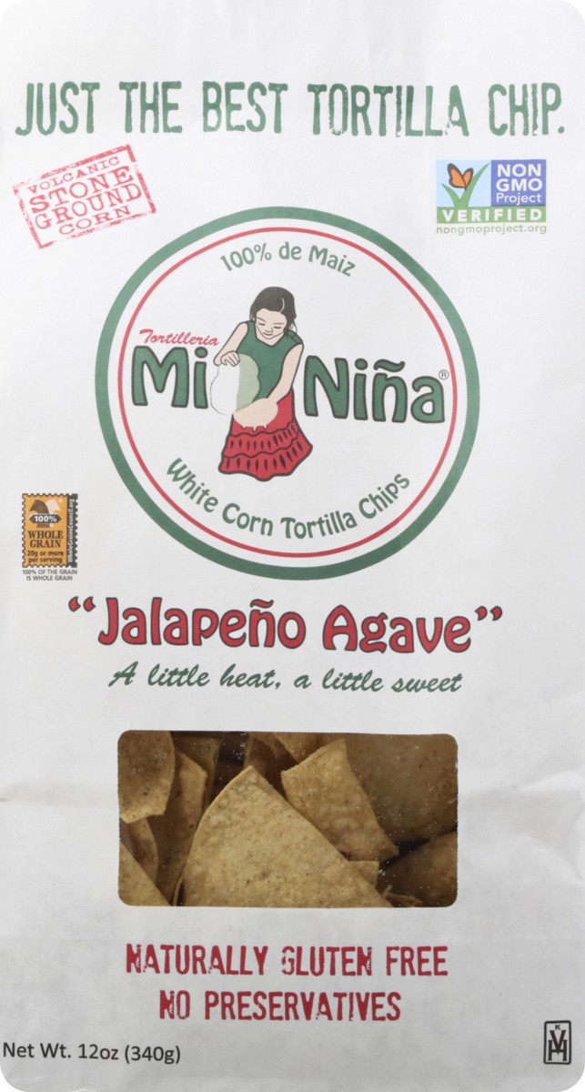 slide 5 of 13, Mi Niña White Corn Jalapeno Agave Tortilla Chips 12 oz, 12 oz