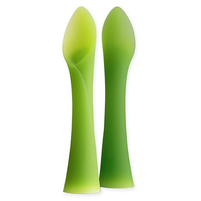 slide 1 of 3, Olababy Baby Training Spoons - Green, 2 ct