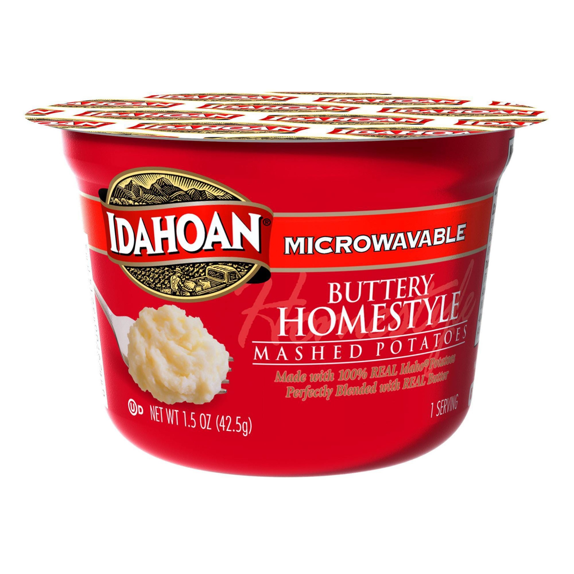 slide 1 of 6, Idahoan Buttery Homestyle Mashed Potatoes Cup, 1.5 oz
