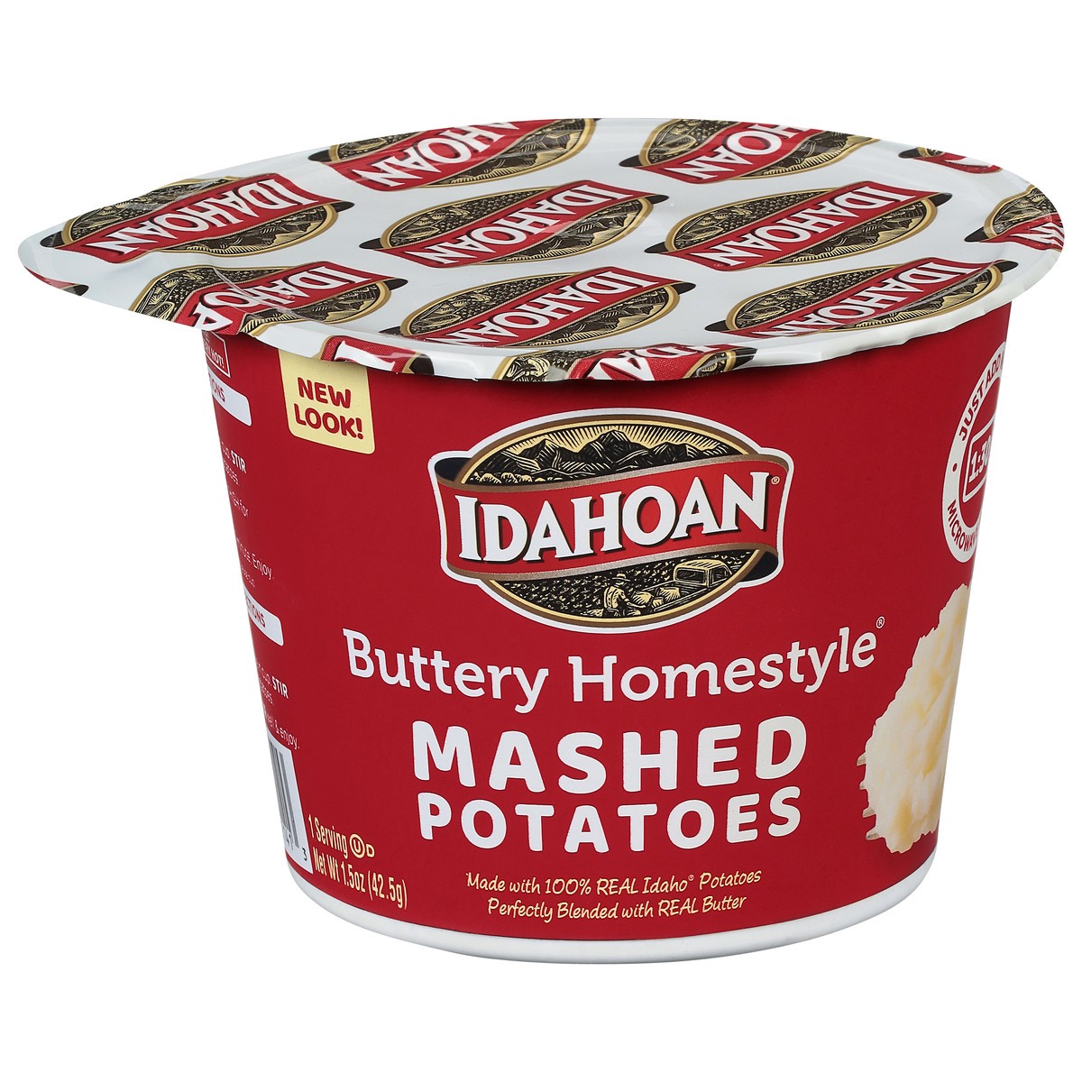slide 1 of 6, Idahoan Buttery Homestyle Mashed Potatoes Cup, 1.5 oz