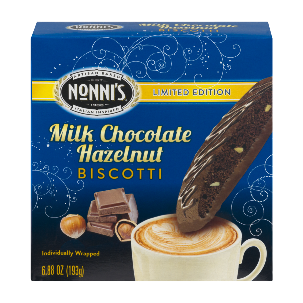 slide 1 of 1, Nonni's Nonnis Biscotti Milk Chocolate Hazelnut, 6.88 oz