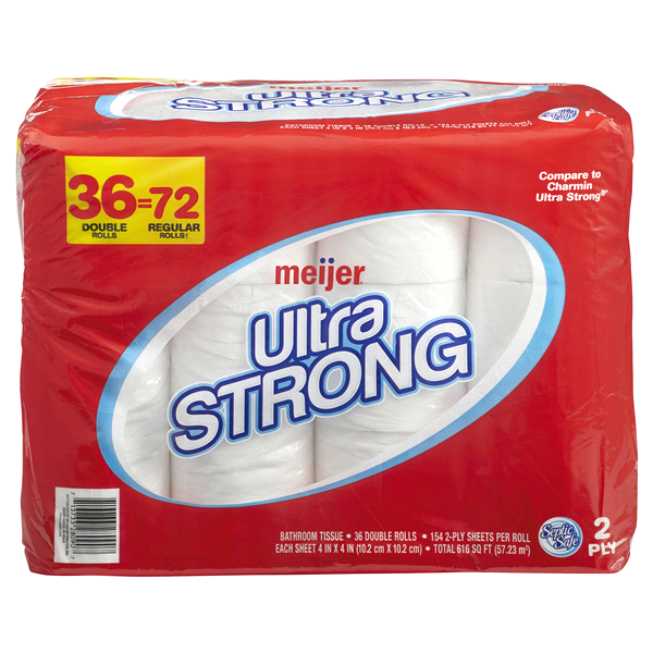 slide 1 of 1, Meijer Premium Ultra Strong Bath Tissue, 36 Double Rolls, 36 ct