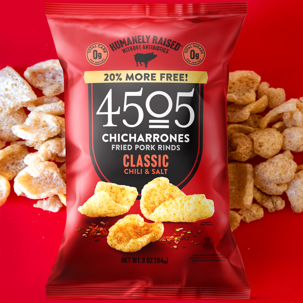 slide 3 of 3, 4505 Classic Chili & Salt Chicharrones Fried Pork Rinds - 3 oz, 3 oz