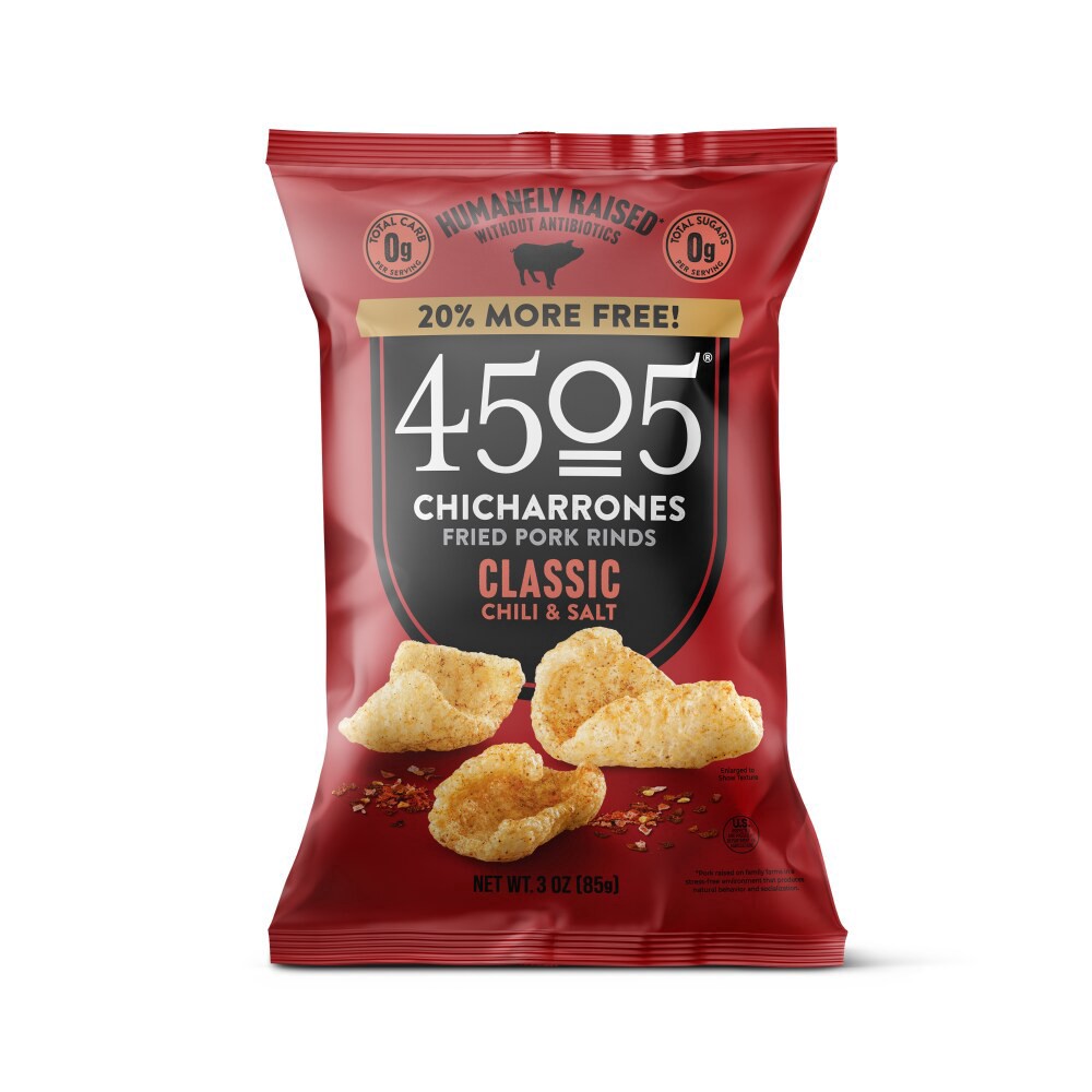 slide 2 of 3, 4505 Classic Chili & Salt Chicharrones Fried Pork Rinds - 3 oz, 3 oz