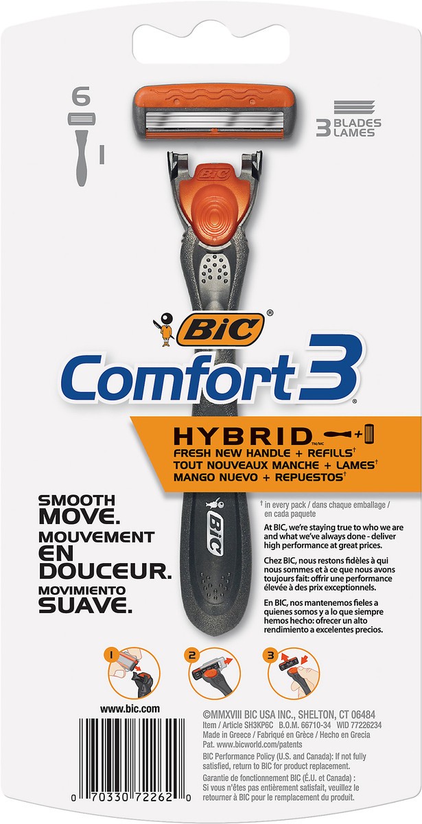 slide 3 of 3, BIC Comfort 3 Hybrid Razors 1 ea, 1 ct