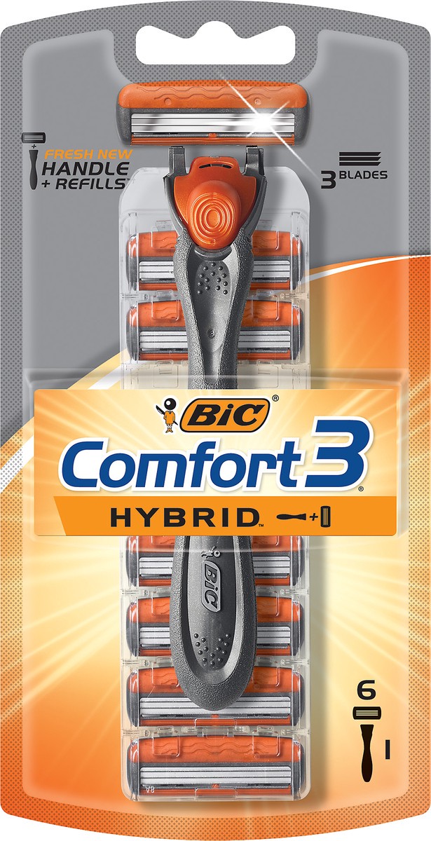 slide 2 of 3, BIC Comfort 3 Hybrid Razors 1 ea, 1 ct