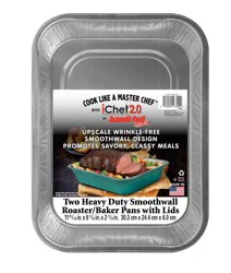 Handi-foil Two Heavy Duty Smoothwall Roaster/Baker Pans with Lids