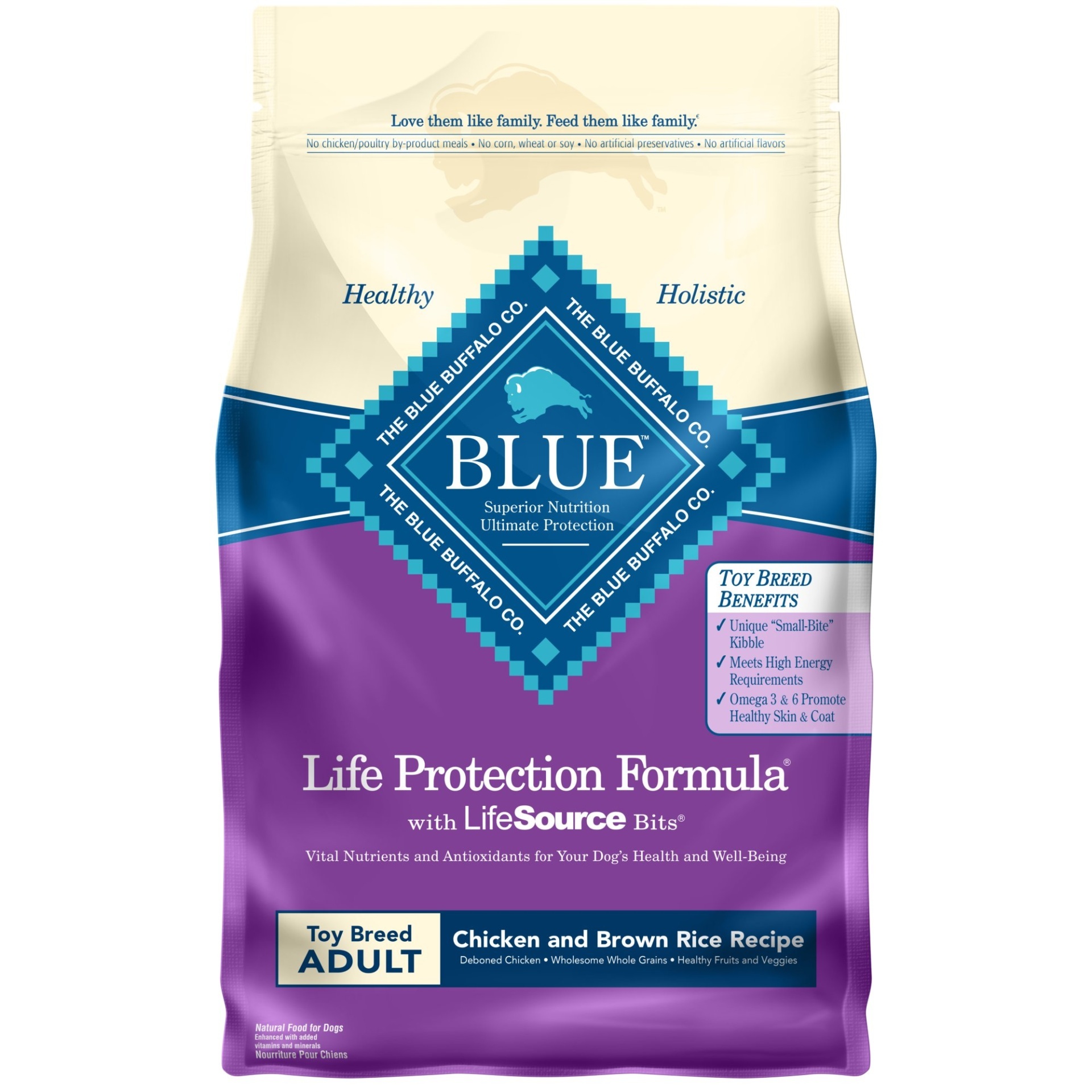 slide 1 of 1, Blue Buffalo Blue Life Protection Formula Toy Breed Adult Chicken & Brown Rice Recipe Dry Dog Food, 4 lb