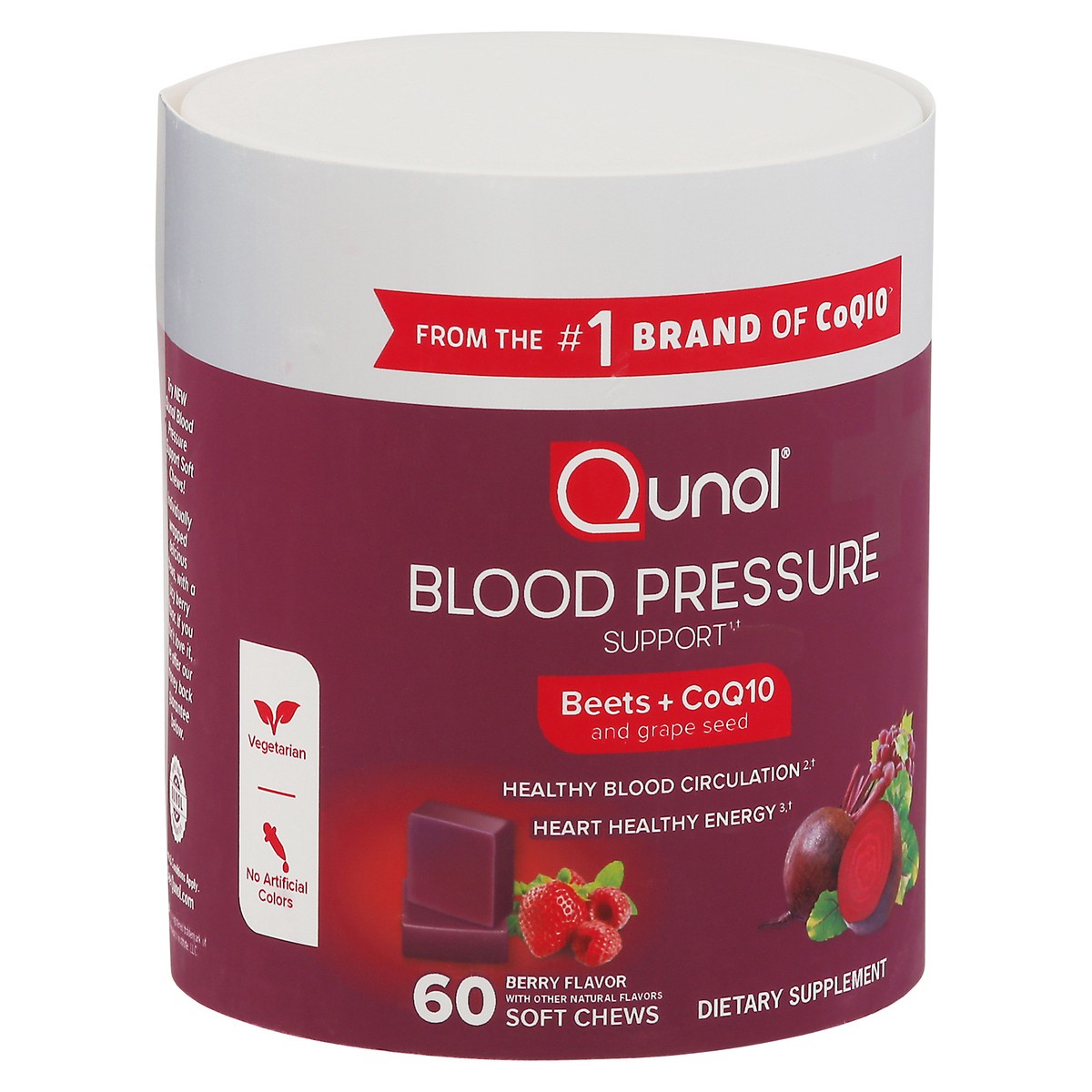 slide 3 of 9, Qunol Blood Pressure Berry Flavor Beets + CoQ10 60 Soft Chews, 60 ct