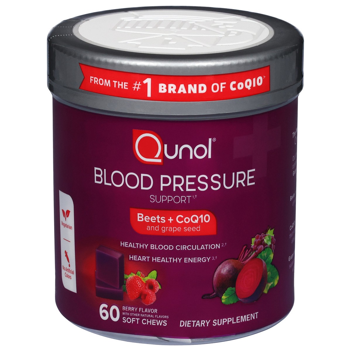 slide 1 of 9, Qunol Blood Pressure Berry Flavor Beets + CoQ10 60 Soft Chews, 60 ct
