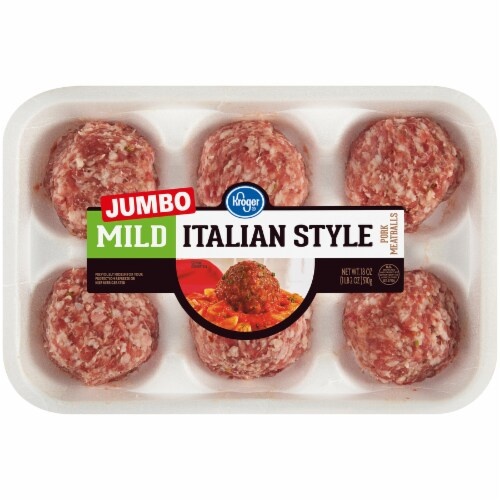 slide 1 of 1, Kroger Jumbo Mild Italian Style Meatballs Jumbo, 18 oz