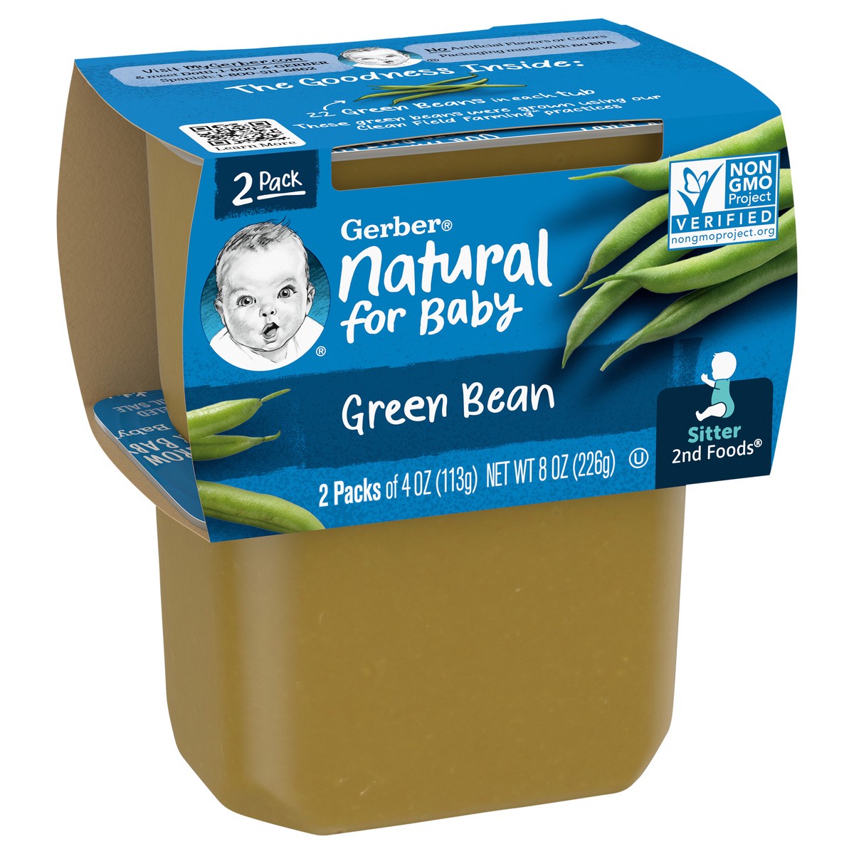 slide 2 of 9, Gerber 2nd Foods Natural for Baby Baby Food, Green Bean, 4 oz Tubs (2 Pack), 2 ct; 4 oz