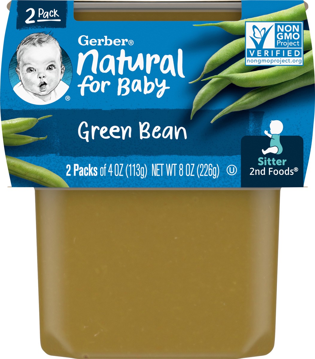 slide 6 of 9, Gerber 2nd Foods Natural for Baby Baby Food, Green Bean, 4 oz Tubs (2 Pack), 2 ct; 4 oz