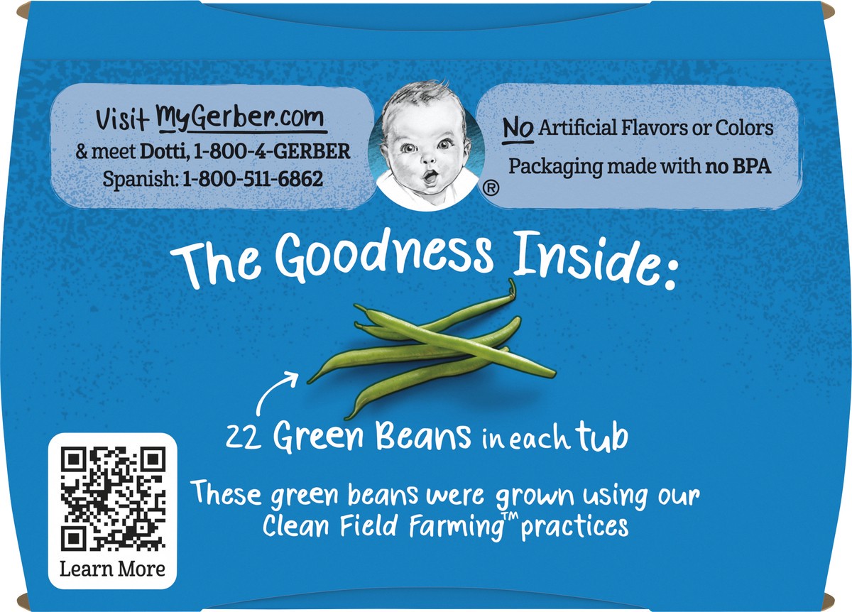 slide 9 of 9, Gerber 2nd Foods Natural for Baby Baby Food, Green Bean, 4 oz Tubs (2 Pack), 2 ct; 4 oz