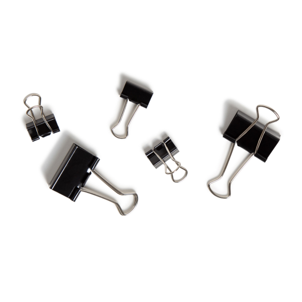 slide 4 of 5, U Brands Binder Clips, Assorted Sizes, Black and Silver Stell, 80 ct
