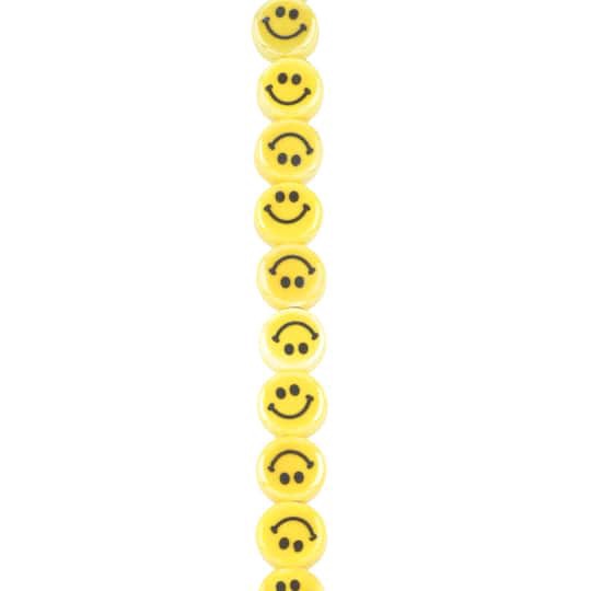 slide 1 of 3, Yellow Ceramic Smiley Face Beads, 10mm By Bead Landing, 10mm