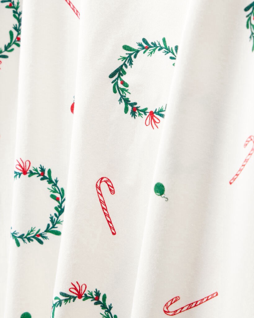 slide 2 of 3, Carter's Toddler Wreath PurelySoft Snug Fit 2-Piece Pajamas - White White 5T, 2 pc