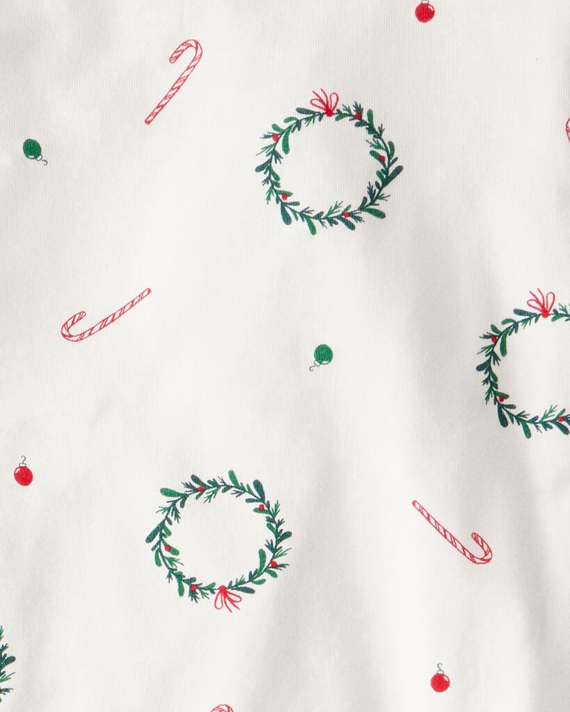 slide 3 of 3, Carter's Toddler Wreath PurelySoft Snug Fit 2-Piece Pajamas - White White 5T, 2 pc