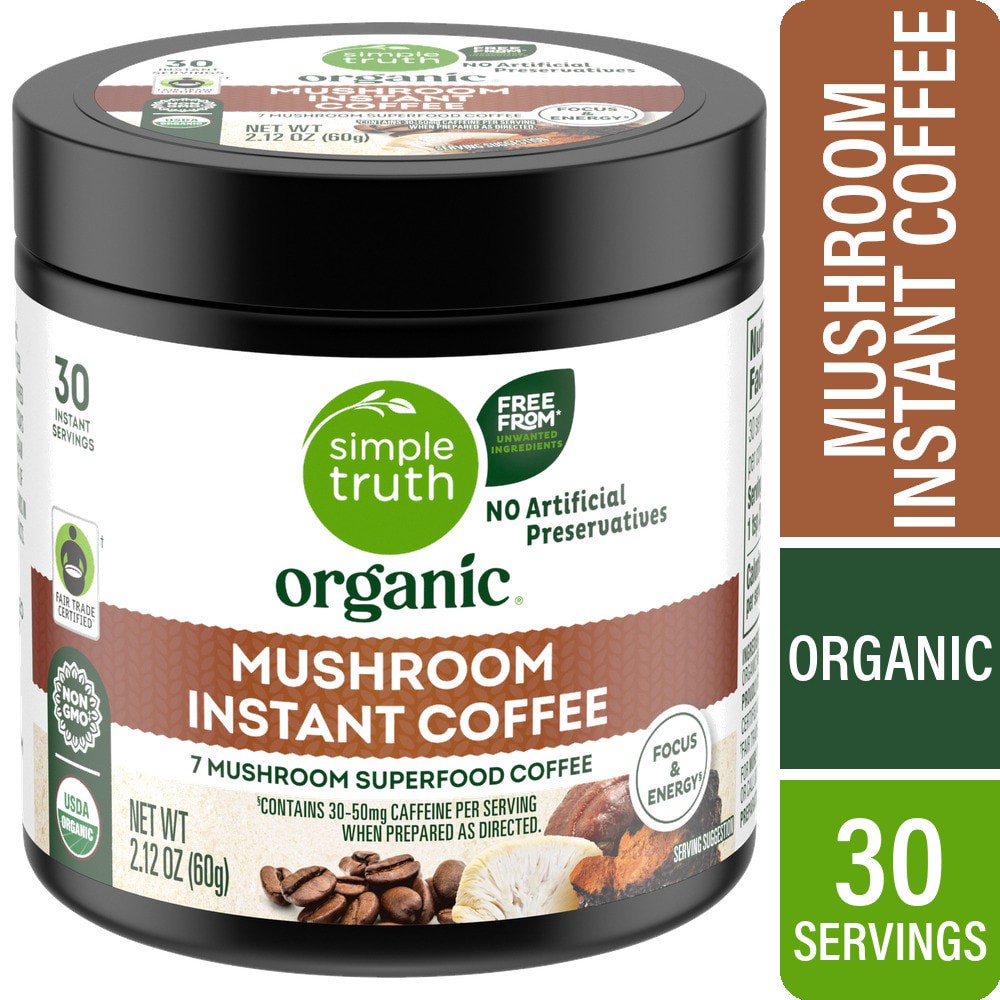 slide 1 of 5, Simple Truth Organic Mushroom Instant Coffee - 2.12 oz, 2.12 oz