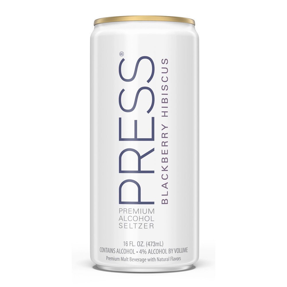 slide 1 of 1, PRESS Premium Hard Seltzer Blackberry Hibiscus Malt Beverage, 16 fl oz Can, 4.0% ABV, 16 fl oz