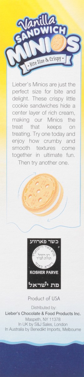 slide 5 of 9, Lieber's Minios Vanilla Sandwich Cookies 8 oz, 8 oz