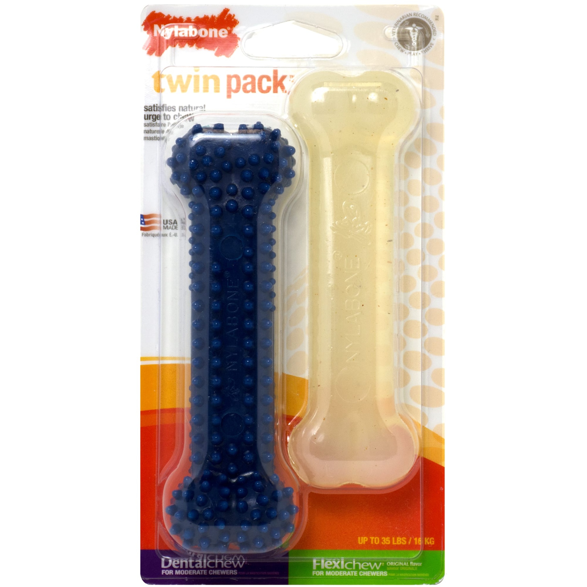 slide 1 of 1, Nylabone Flexichew Dental Dog Chew Wolf, 1 ct