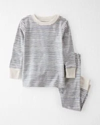 Littleplanet Baby Organic Cotton Pajamas Set in Stripes - Sweet Cream - 9m