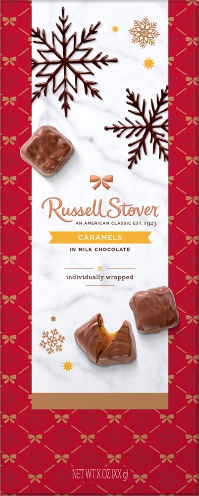 slide 1 of 1, Russell Stover Caramel Milk Chocolate Holiday Box, 8 oz