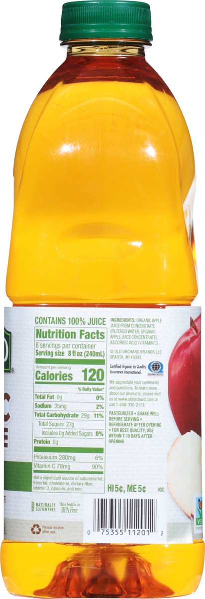 slide 6 of 13, Old Orchard Organic 100% Apple Juice - 64 fl oz, 64 fl oz