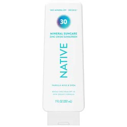 Native Mineral Sunscreen with Zinc Oxide - Vanilla Milk & Shea - SPF 30 - 7 oz